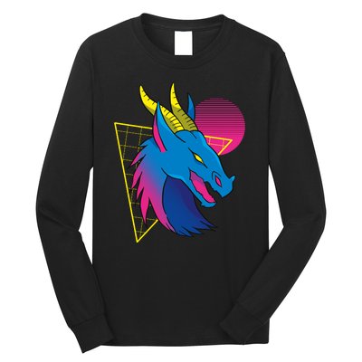 Neon Dragon Face Long Sleeve Shirt