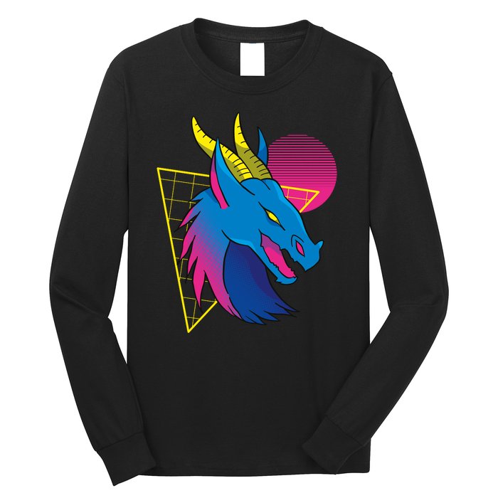 Neon Dragon Face Long Sleeve Shirt