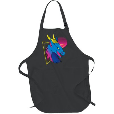 Neon Dragon Face Full-Length Apron With Pockets