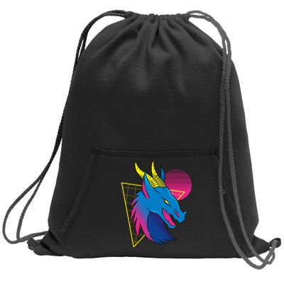 Neon Dragon Face Sweatshirt Cinch Pack Bag