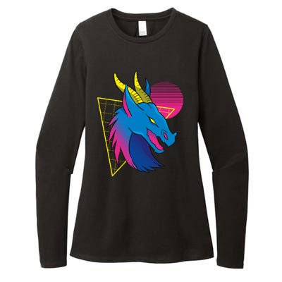 Neon Dragon Face Womens CVC Long Sleeve Shirt