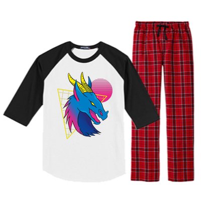 Neon Dragon Face Raglan Sleeve Pajama Set