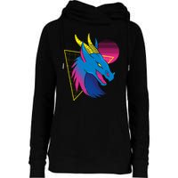 Neon Dragon Face Womens Funnel Neck Pullover Hood