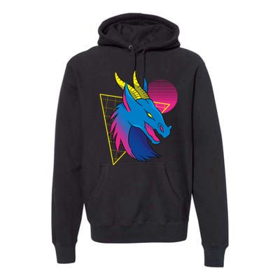 Neon Dragon Face Premium Hoodie