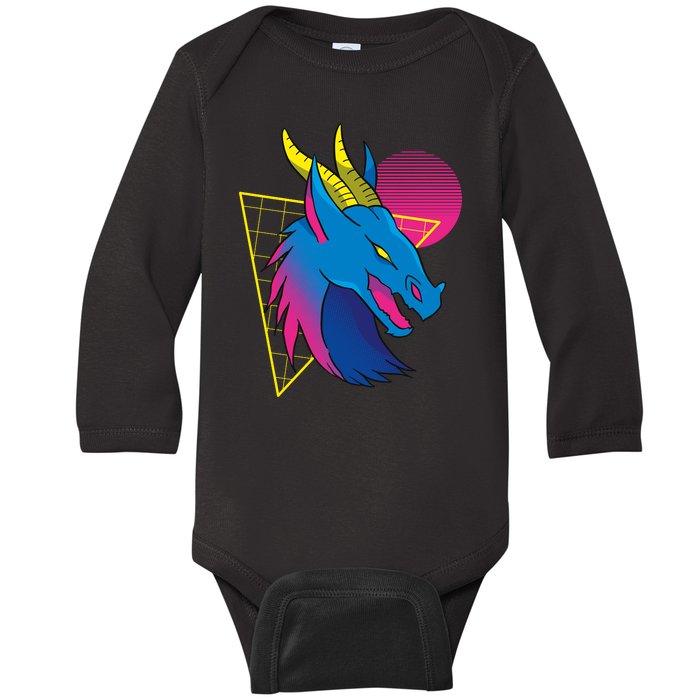 Neon Dragon Face Baby Long Sleeve Bodysuit