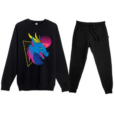 Neon Dragon Face Premium Crewneck Sweatsuit Set