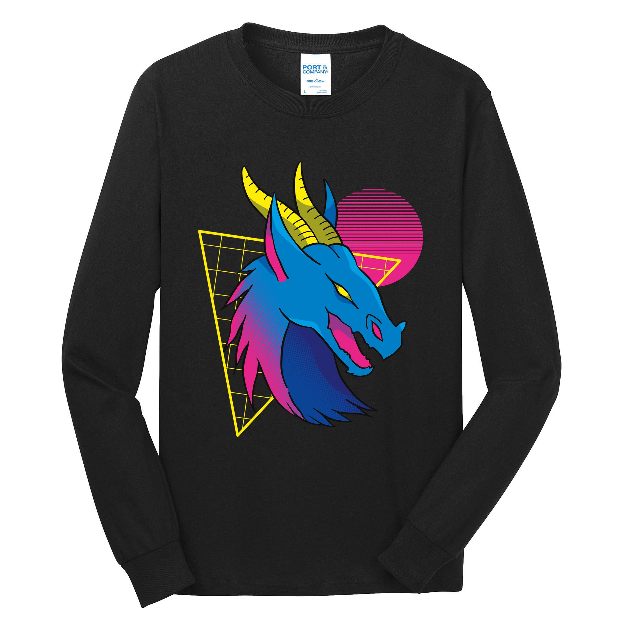 Neon Dragon Face Tall Long Sleeve T-Shirt