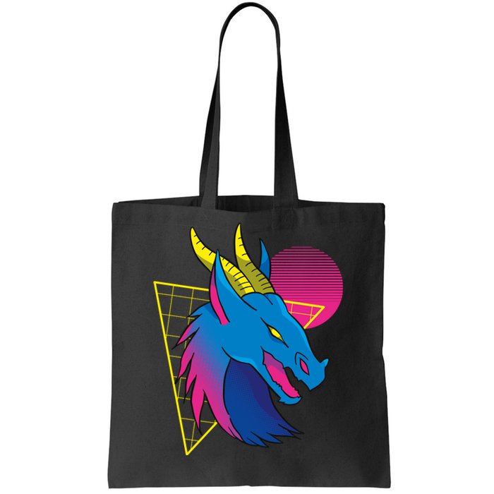 Neon Dragon Face Tote Bag