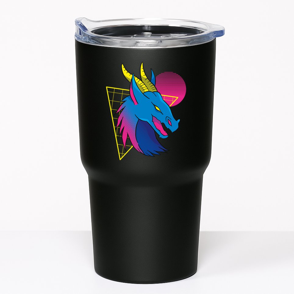 Neon Dragon Face Tumbler