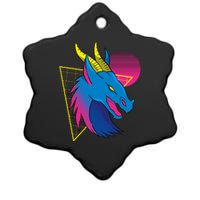 Neon Dragon Face Ceramic Star Ornament