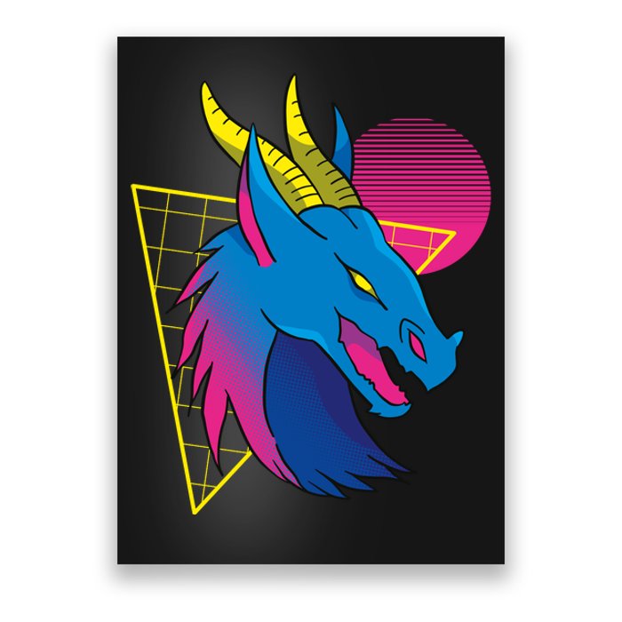 Neon Dragon Face Poster