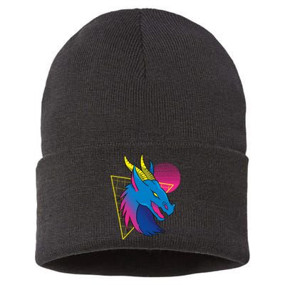 Neon Dragon Face Sustainable Knit Beanie