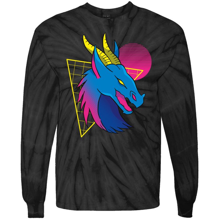 Neon Dragon Face Tie-Dye Long Sleeve Shirt