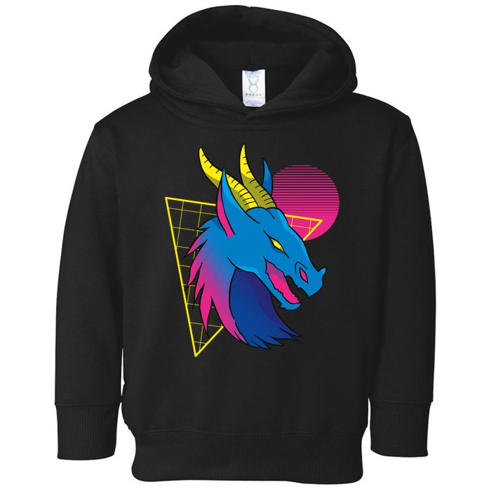 Neon Dragon Face Toddler Hoodie