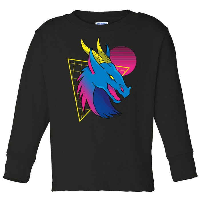 Neon Dragon Face Toddler Long Sleeve Shirt