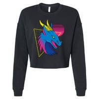 Neon Dragon Face Cropped Pullover Crew