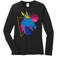 Neon Dragon Face Ladies Long Sleeve Shirt