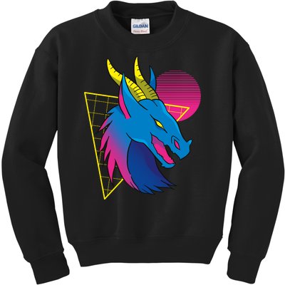 Neon Dragon Face Kids Sweatshirt