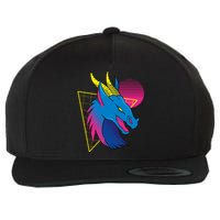 Neon Dragon Face Wool Snapback Cap