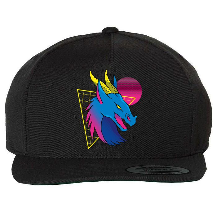 Neon Dragon Face Wool Snapback Cap