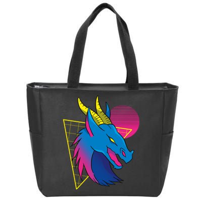 Neon Dragon Face Zip Tote Bag