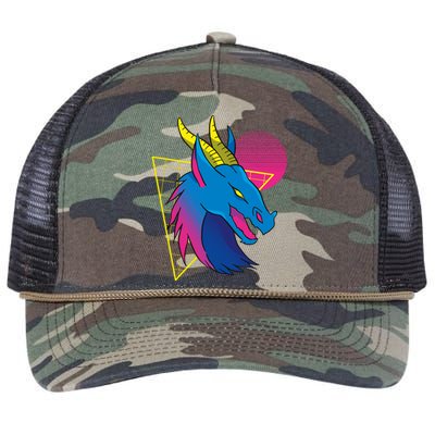 Neon Dragon Face Retro Rope Trucker Hat Cap