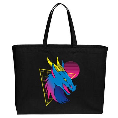 Neon Dragon Face Cotton Canvas Jumbo Tote