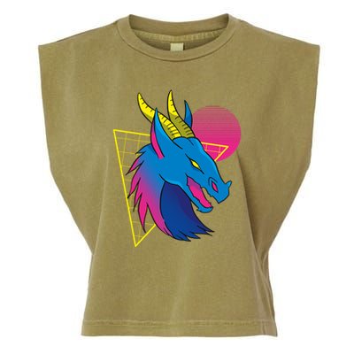 Neon Dragon Face Garment-Dyed Women's Muscle Tee
