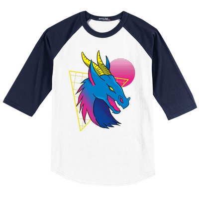 Neon Dragon Face Baseball Sleeve Shirt