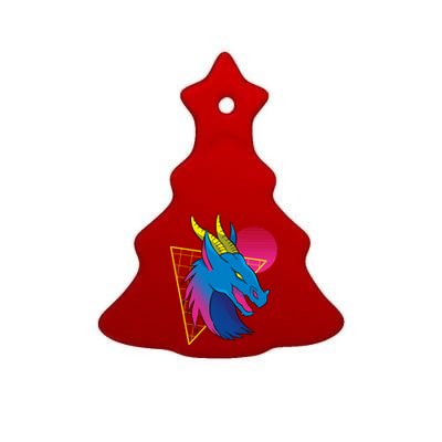 Neon Dragon Face Ceramic Tree Ornament