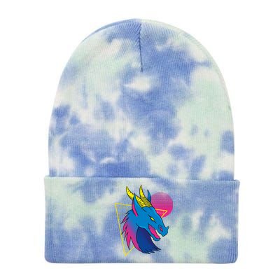 Neon Dragon Face Tie Dye 12in Knit Beanie