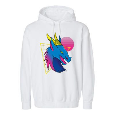 Neon Dragon Face Garment-Dyed Fleece Hoodie