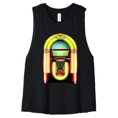 Neon Juke Box Women's Racerback Cropped Tank