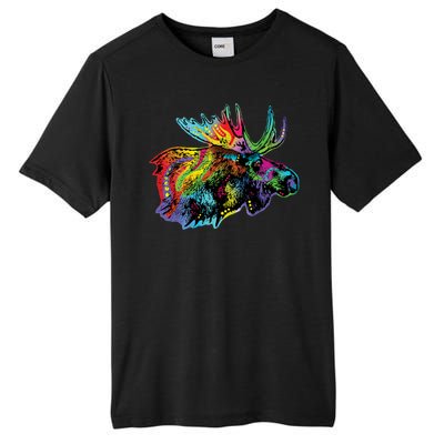 Neon Moose Colorful Animal Portrait Tall Fusion ChromaSoft Performance T-Shirt