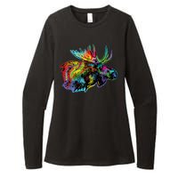 Neon Moose Colorful Animal Portrait Womens CVC Long Sleeve Shirt