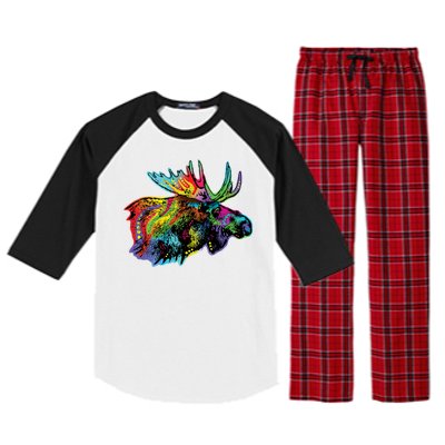 Neon Moose Colorful Animal Portrait Raglan Sleeve Pajama Set