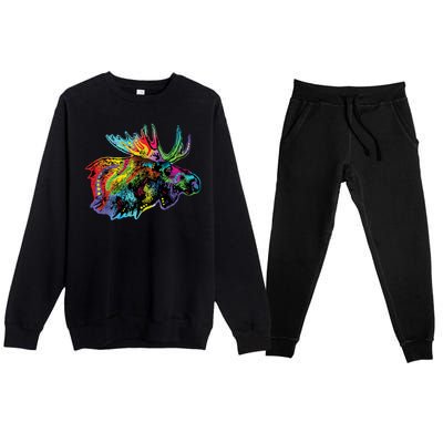 Neon Moose Colorful Animal Portrait Premium Crewneck Sweatsuit Set