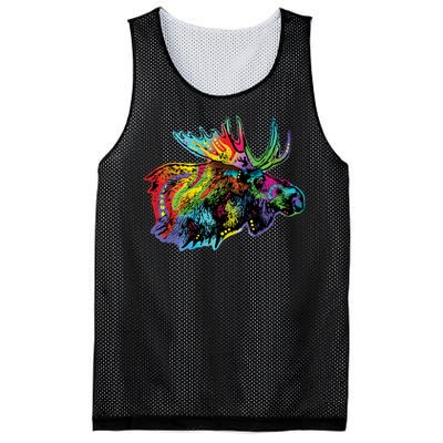 Neon Moose Colorful Animal Portrait Mesh Reversible Basketball Jersey Tank