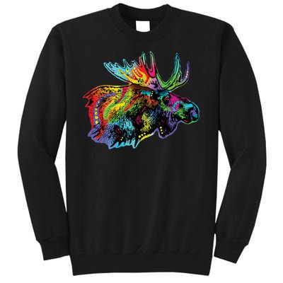 Neon Moose Colorful Animal Portrait Tall Sweatshirt