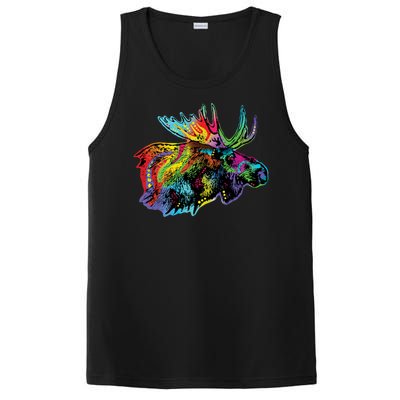 Neon Moose Colorful Animal Portrait PosiCharge Competitor Tank