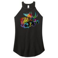 Neon Moose Colorful Animal Portrait Women's Perfect Tri Rocker Tank