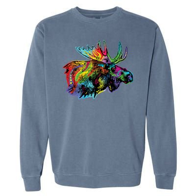 Neon Moose Colorful Animal Portrait Garment-Dyed Sweatshirt