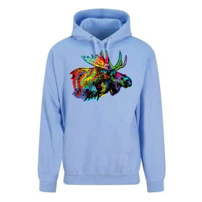 Neon Moose Colorful Animal Portrait Unisex Surf Hoodie