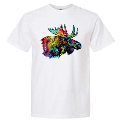 Neon Moose Colorful Animal Portrait Garment-Dyed Heavyweight T-Shirt