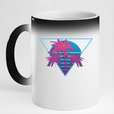 Neon Palm Trees 11oz Black Color Changing Mug