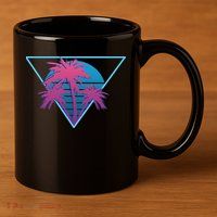 Neon Palm Trees 11oz C Handle Ceramic Mug