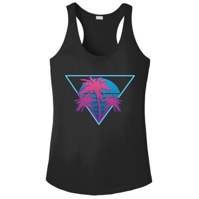 Neon Palm Trees Ladies PosiCharge Competitor Racerback Tank