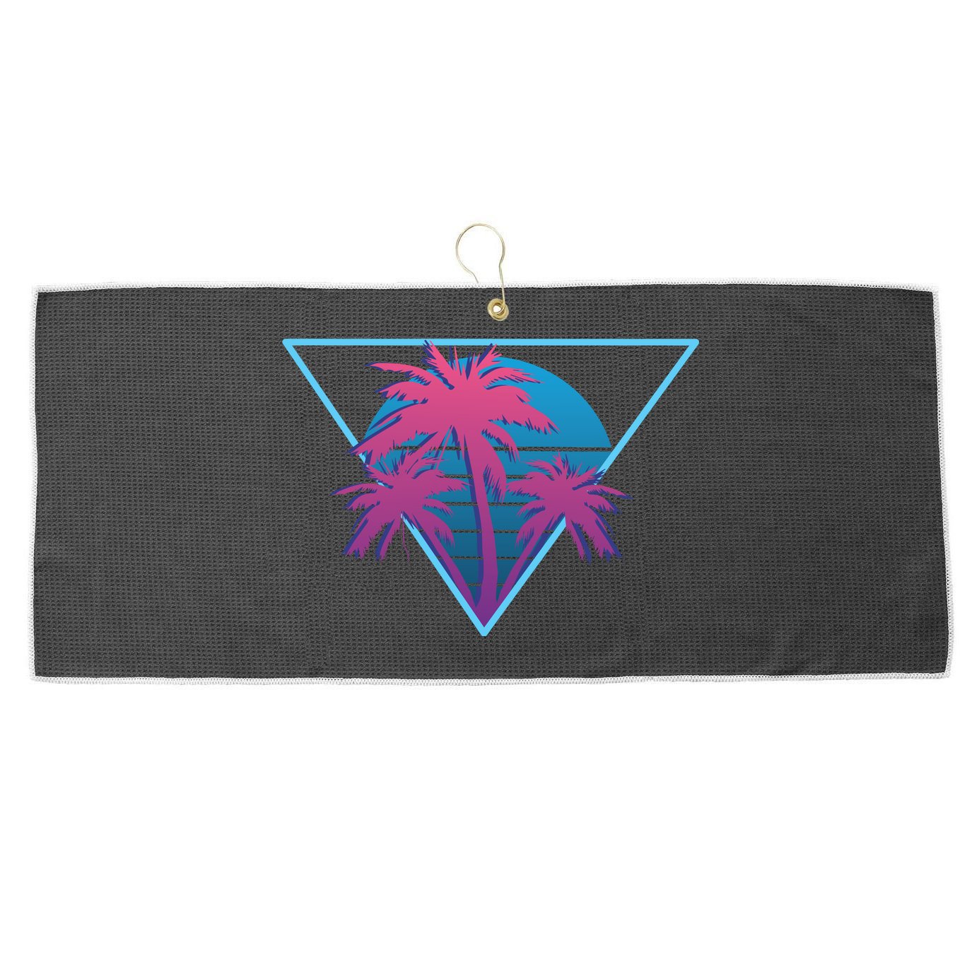 Neon Palm Trees Large Microfiber Waffle Golf Towel