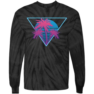 Neon Palm Trees Tie-Dye Long Sleeve Shirt