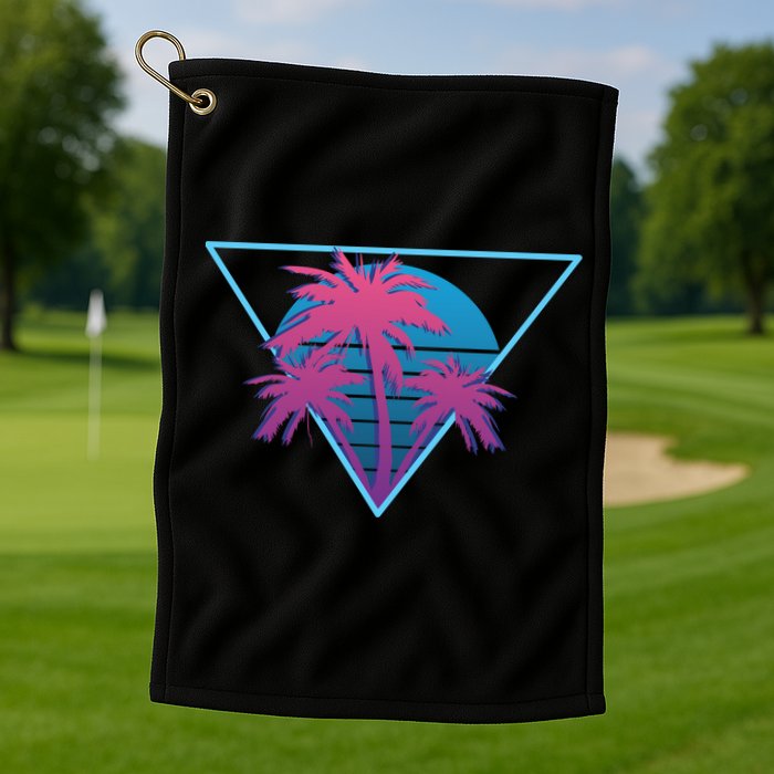 Neon Palm Trees Golf Towel